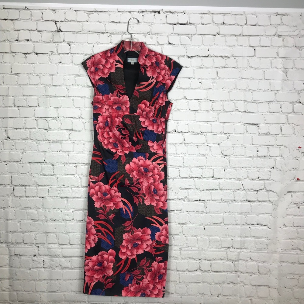 Karen Millen Satin Mandarin Bodycon Dress Size 6